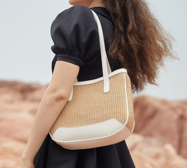 Sac épaule Femme blanc toile