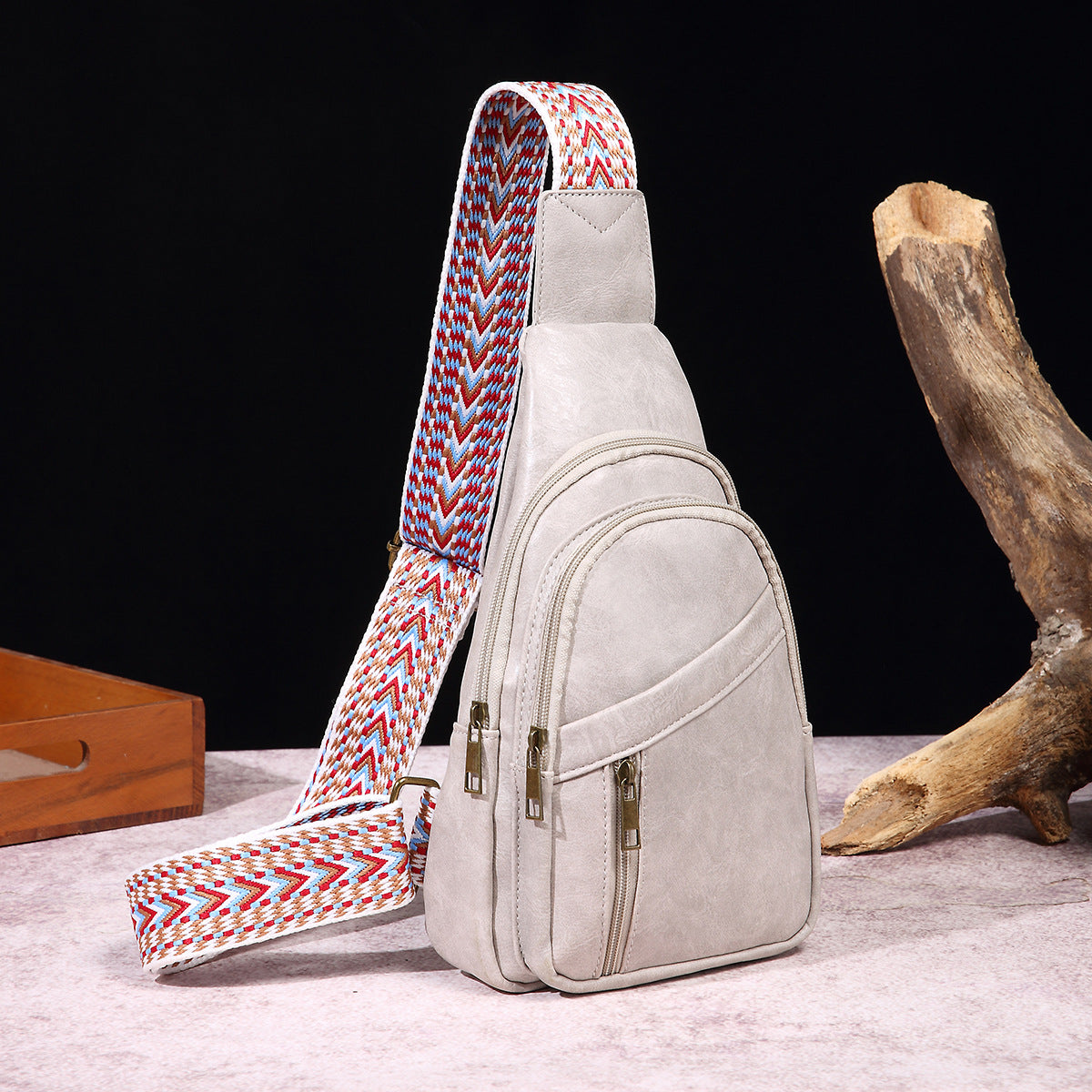 Sac à dos-bandoulière Cuir Amber gris