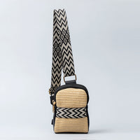 Sac bandoulière raphia  noir Tissé Femme Hazel