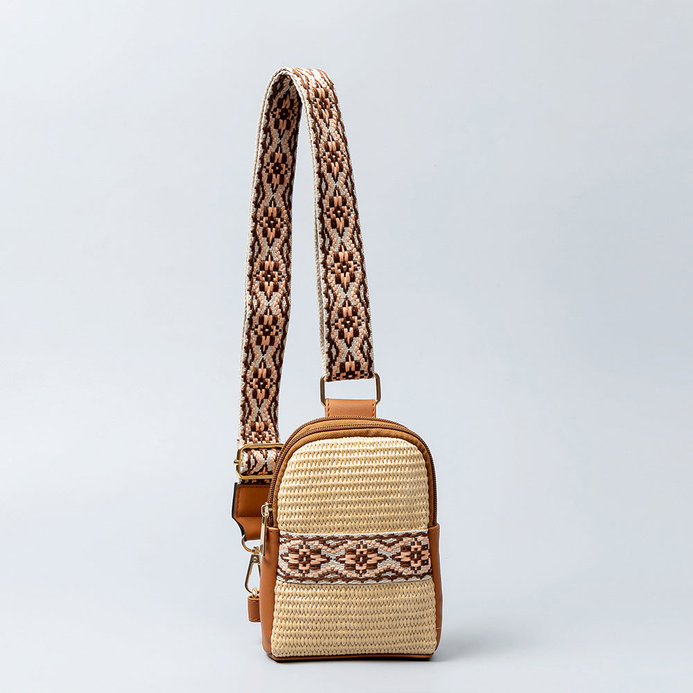 Sac bandoulière raphia  camel Femme Hazel