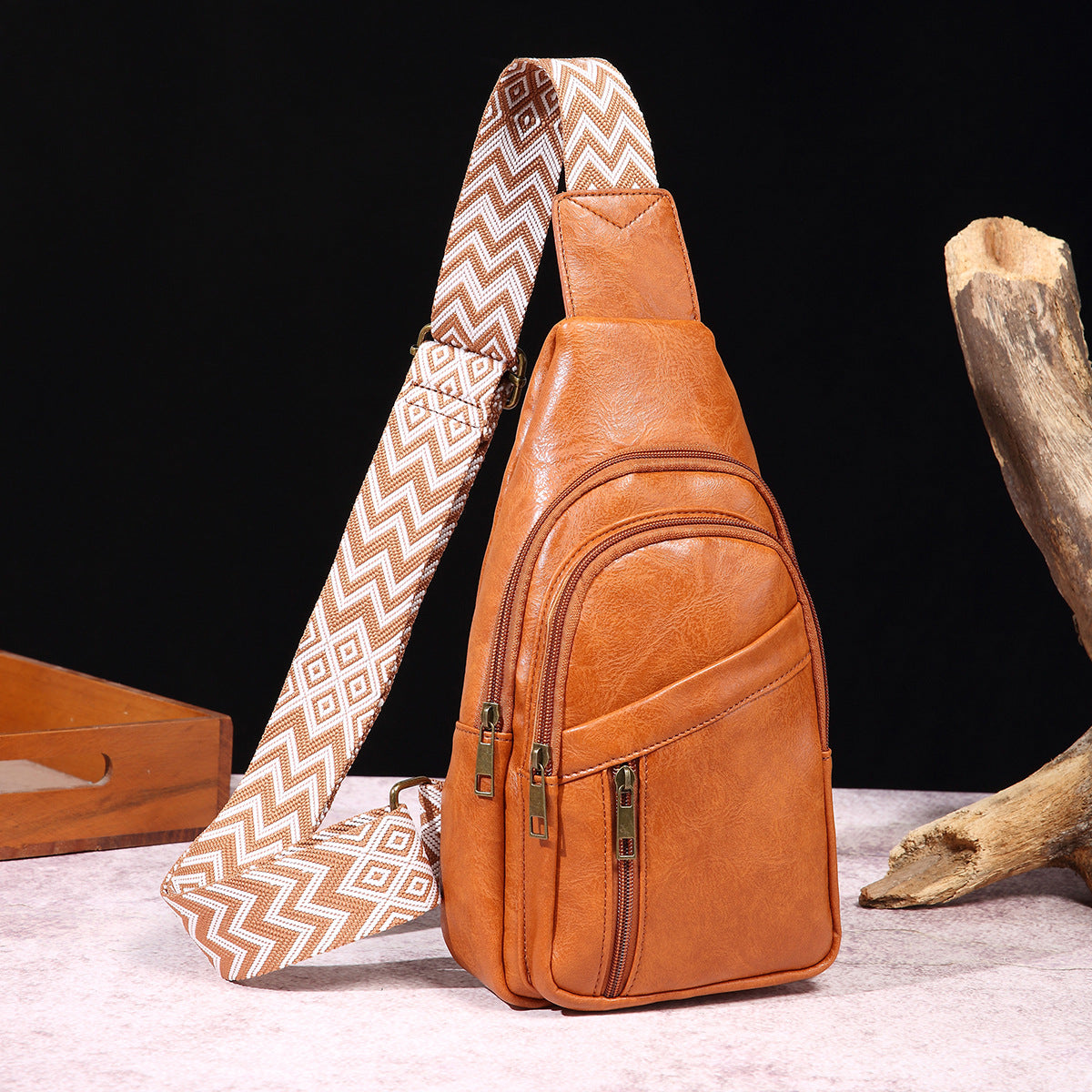 Sac à dos-bandoulière Cuir Amber Marron
