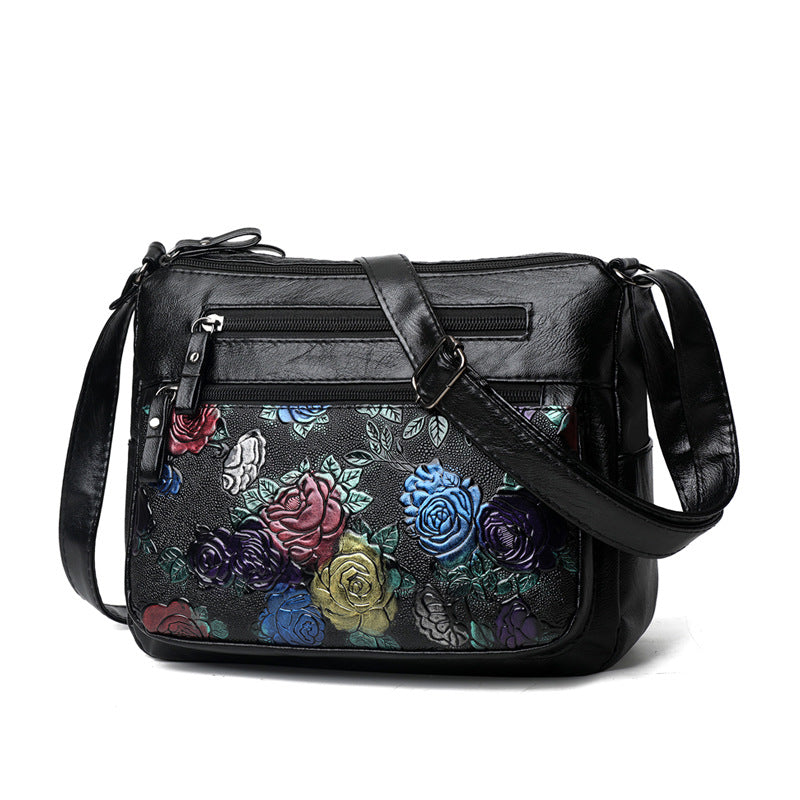 Sac à main Jenna-monsacparis.com-sac en cuir noir avec motif fleur