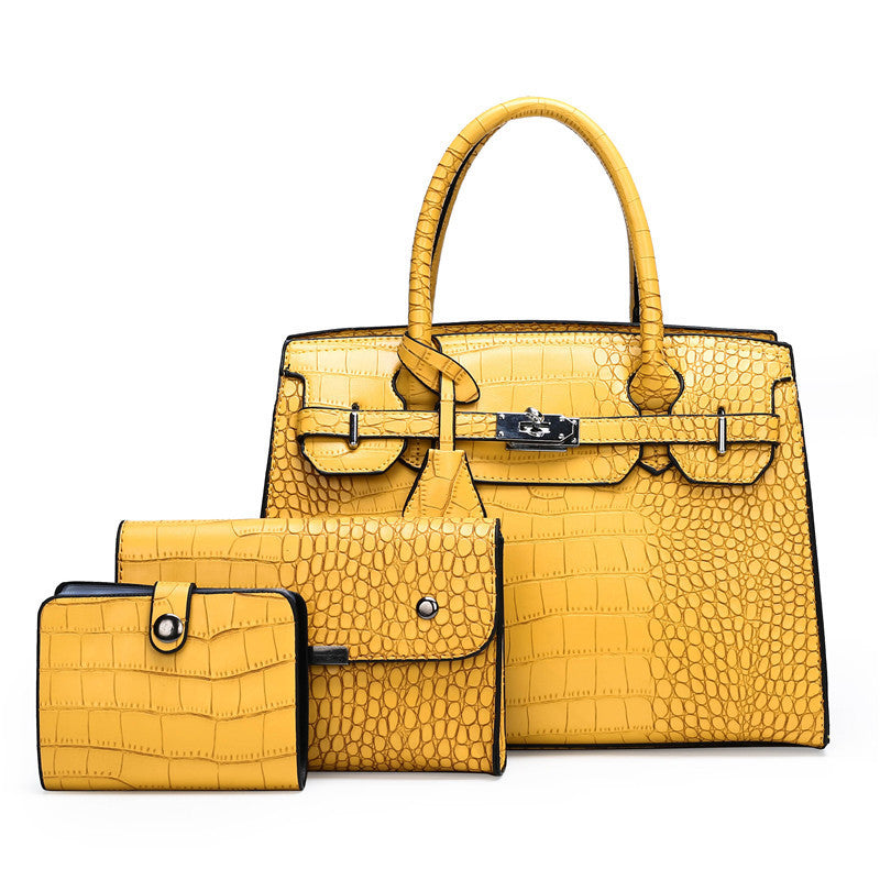 Sac à main cuir croco Femme Vanessa moutarde