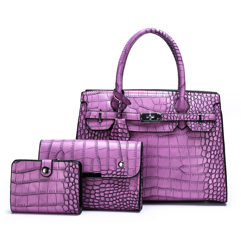 Sac à main cuir croco Femme Vanessa violet