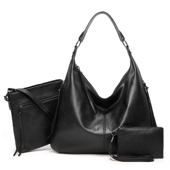 Ensemble Sac à main Cuir Valentina noir de monsacparis.com