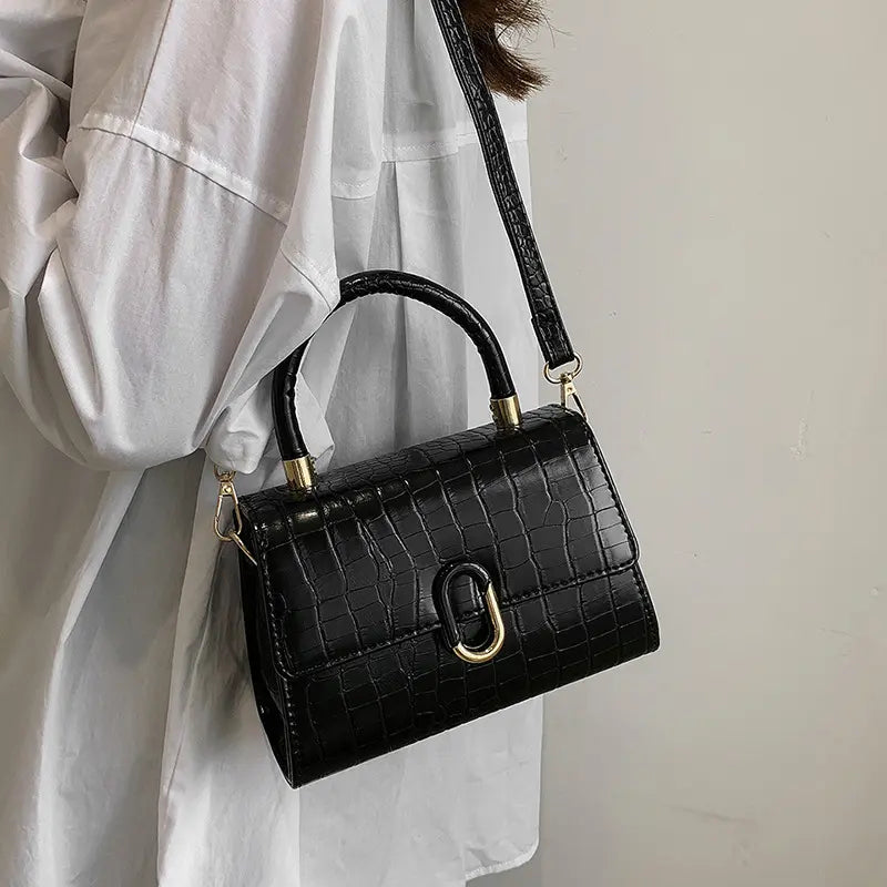 Sac à main Cuir croco Dorothée-noir-monsacparis