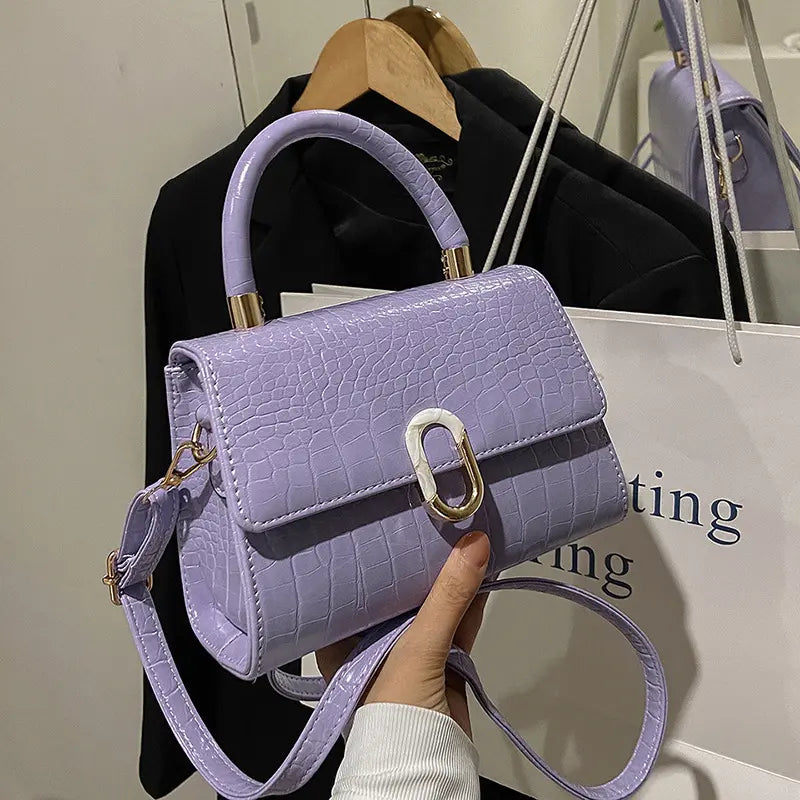 Sac à main Cuir croco Dorothée-violet