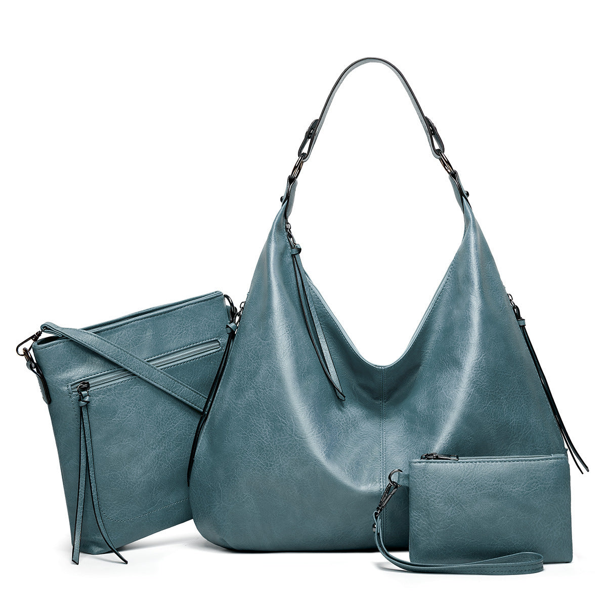 Ensemble Sac à main Cuir Valentina bleu de monsacparis.com