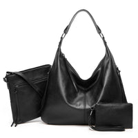 Ensemble Sac à main Cuir Valentina noir de monsacparis.com