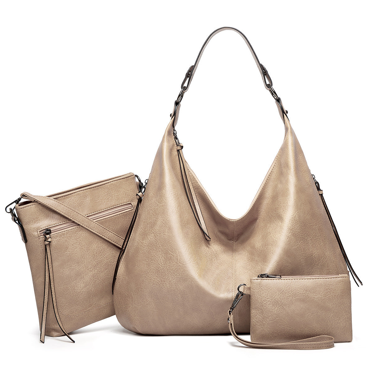 Ensemble Sac à main Cuir Valentina beige de monsacparis.com