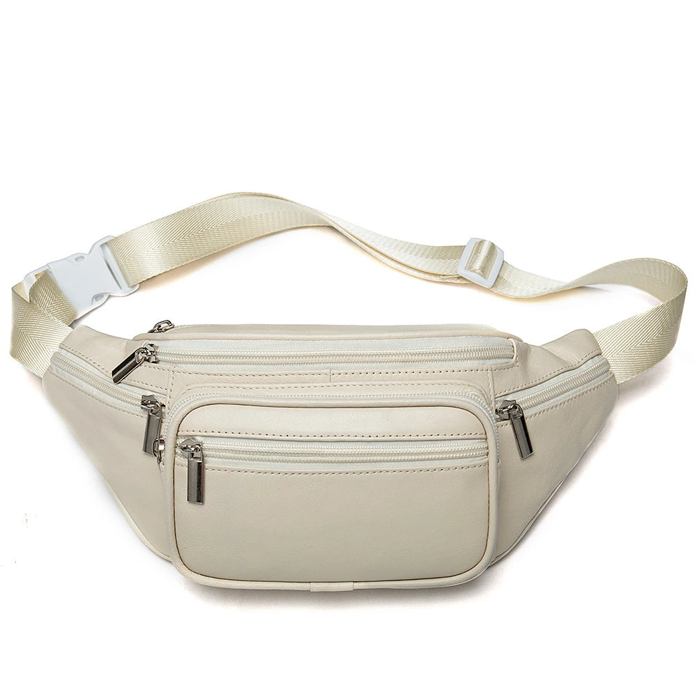 sacoche banane Cuir Blanc-monsacparis.Com